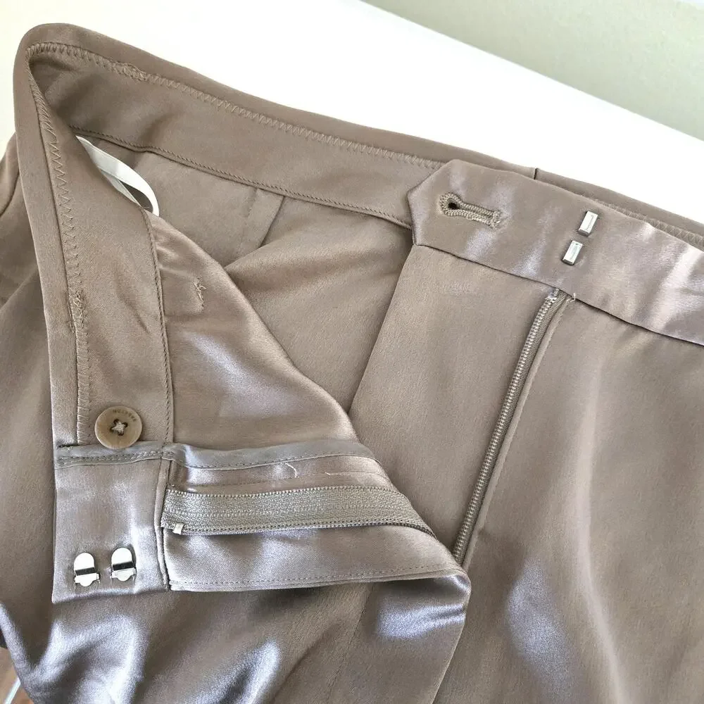 Babaton Aritzia Size 10 Champagne Taupe Refined Satin Cargo Wide Leg Pants - Picture 8 of 10